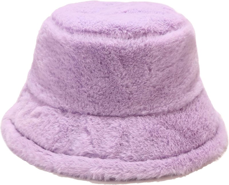 Umeepar Winter Faux Fur Fuzzy Bucket Hat Fluffy Warm Hat for Women Men - Image 1